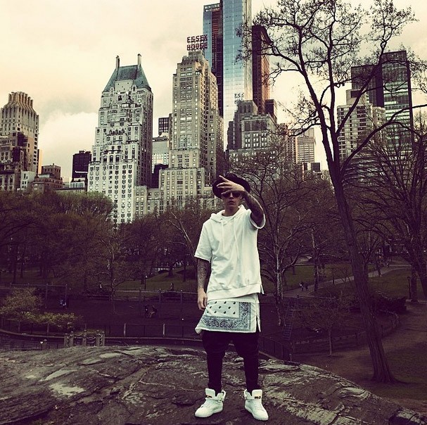 Justin Bieber no Central Park, em NY (Foto: Instagram)