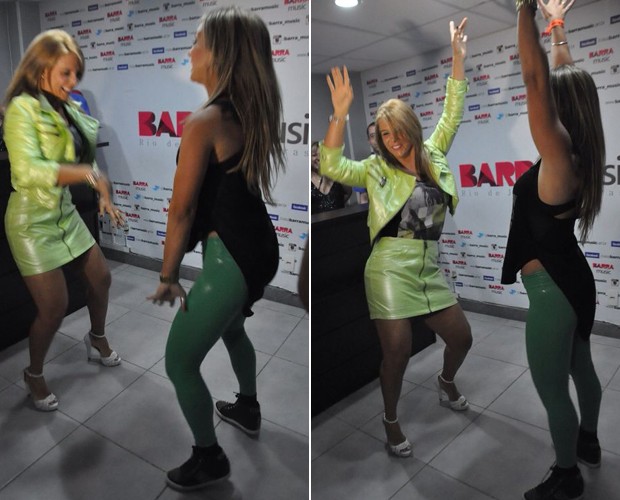 Carla Perez entra na onda de Carol Soares e cai na dança (Foto: Bruno Henrique)