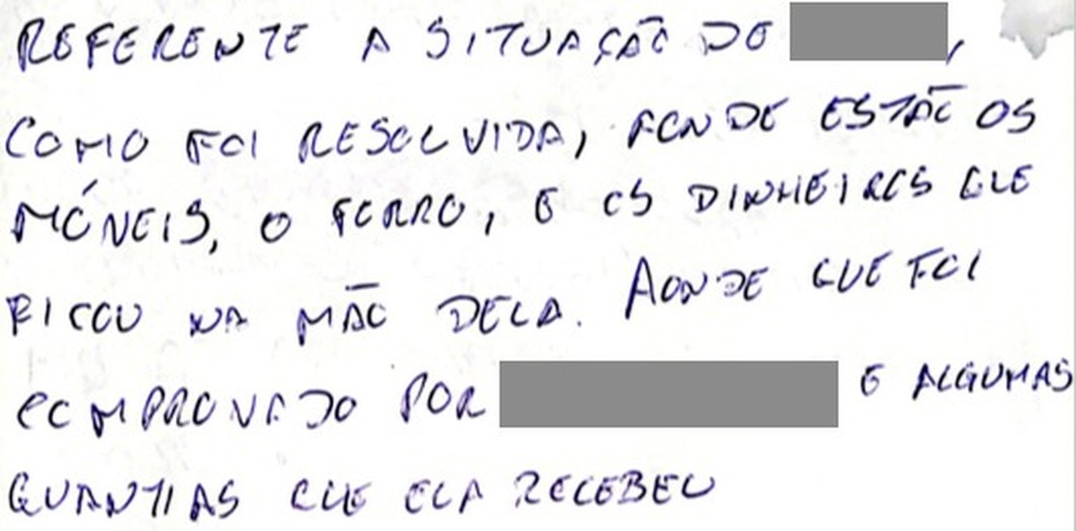 Mensagem entre preso e pessoas fora da cadeia, que teria sido flagrada com advogado em presídio do RN — Foto: Seap/Cedida