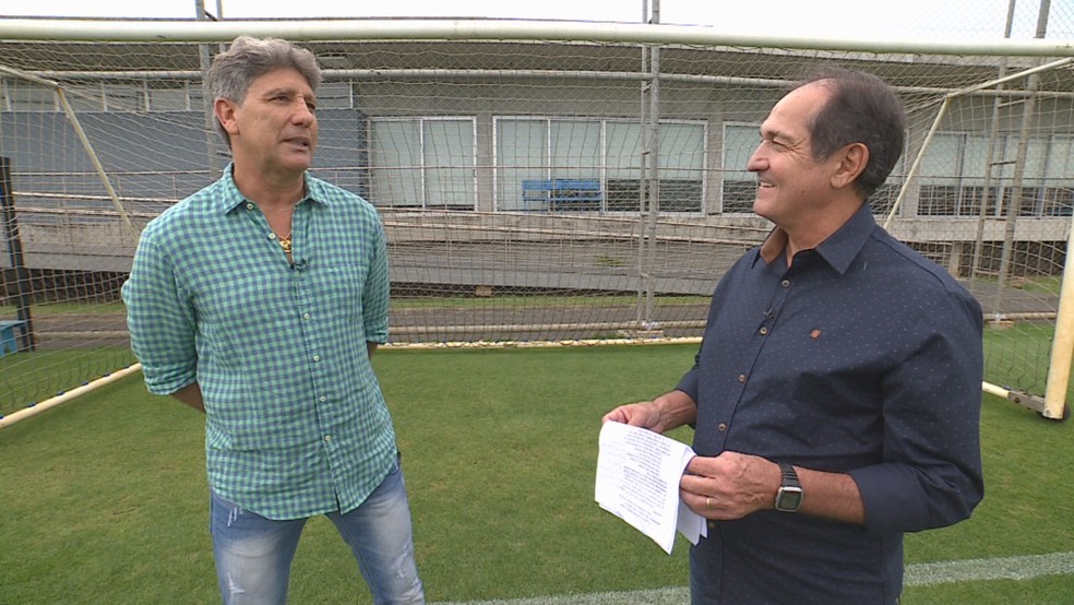 Renato GaÃºcho em entrevista para Muricy Ramalho  â Foto: ReproduÃ§Ã£o 