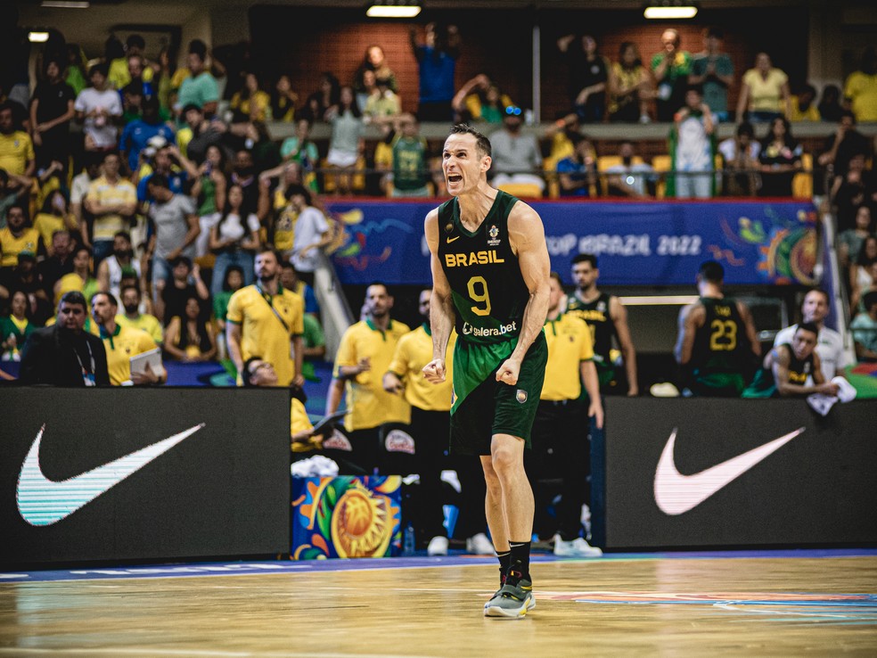 Marcelinho Huertas durante Copa América de Basquete, no Recife — Foto: Maurício Almeida/Brand/CBB