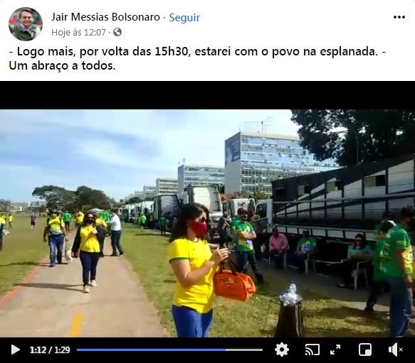bolsonaro-esplanada-manifestacao (Foto: Reprodução/Facebook)