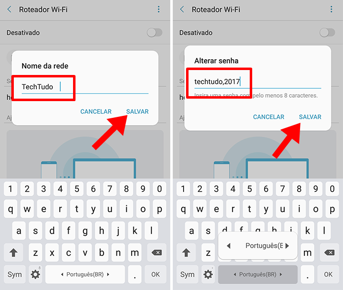 Defina nome e senha da rede Wi-Fi ­(Foto: Reprodução/Paulo Alves)