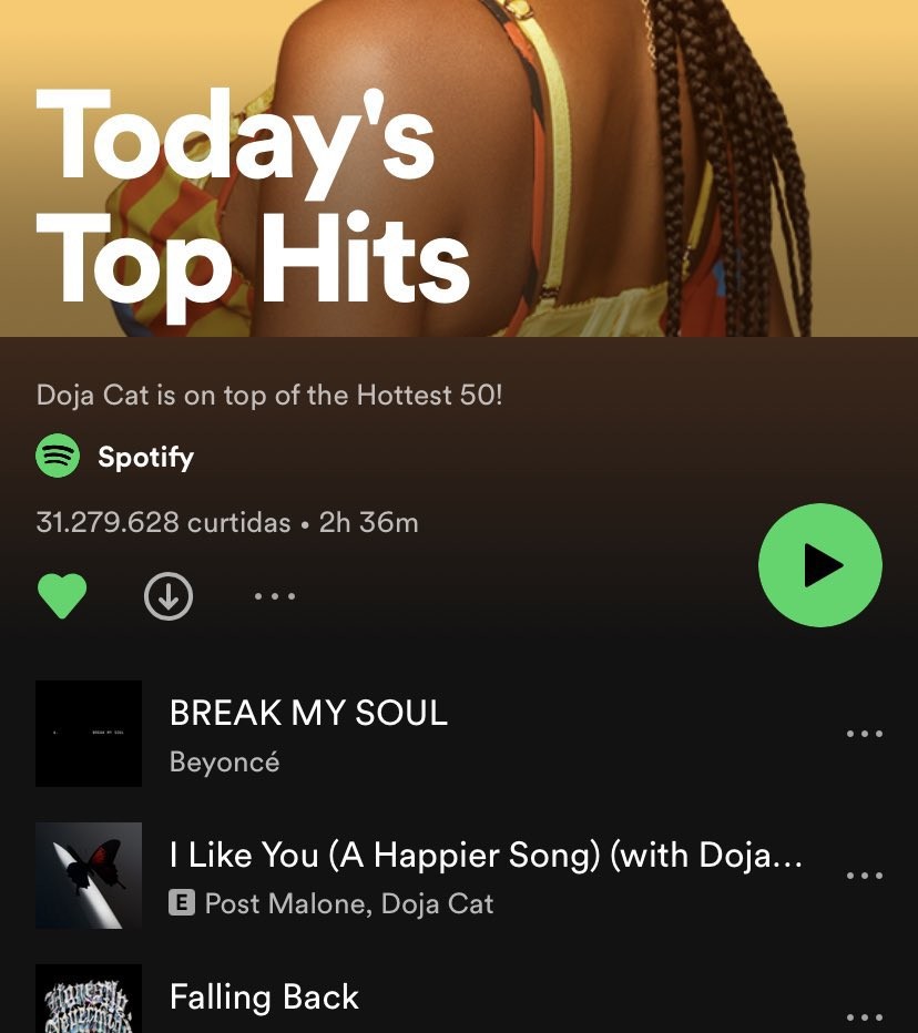 Beyoncé é primeiro lugar no 'Today's Top Hits' do Spotify horas após lançamento (Foto: Reprodução / Instagram)