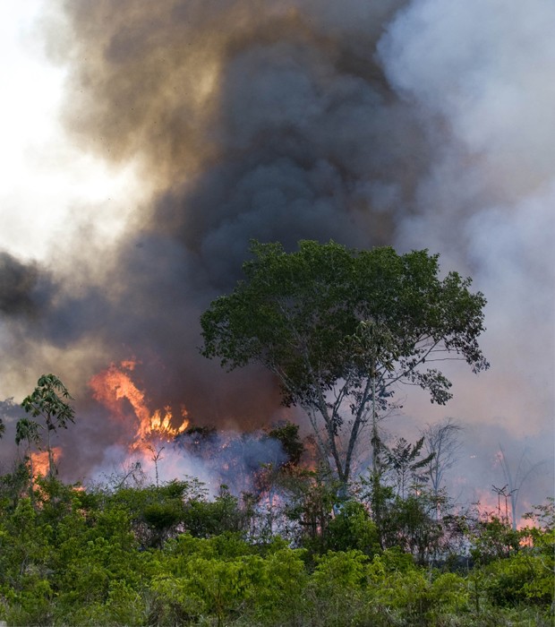 Foto de arquivo mostra incêndio em área de proteção na Floresta Nacional do Tapajós, no Pará, em 2009 (Foto: Antônio Scorza/AFP/Arquivo)
