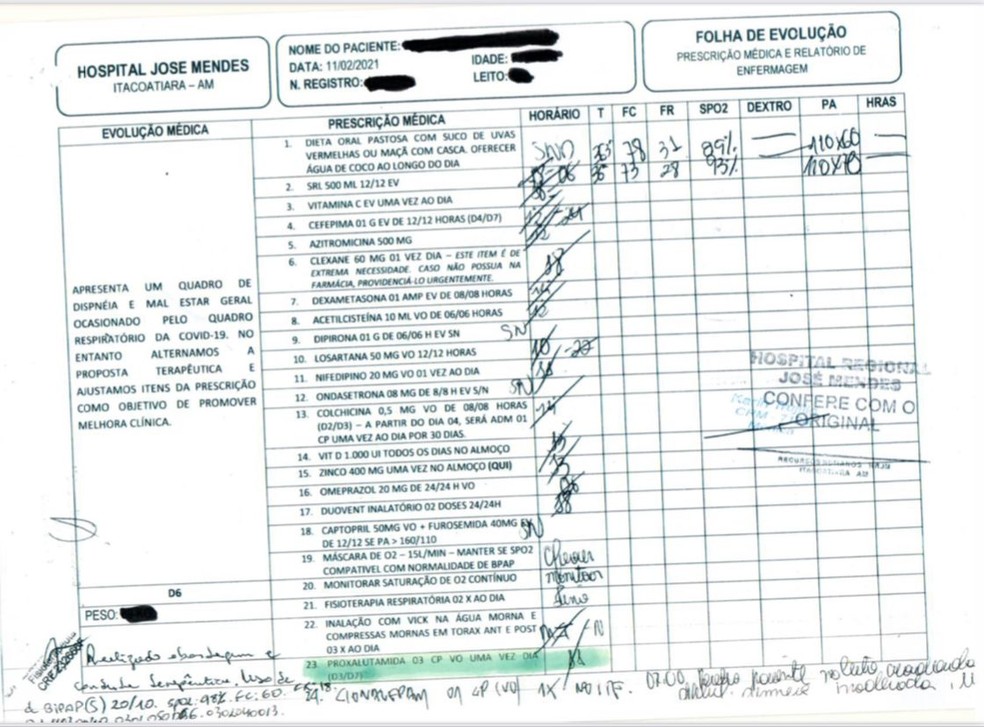 Prontuário de Zenite Gonzaga  — Foto: Arquivo pessoal