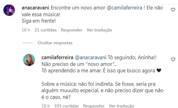 Camila Ferreira, ex de Thiago Nigro, curte e responde mensagem que alfineta o casal Maíra Cardi e Primo Rico — Foto: rep/ instagram