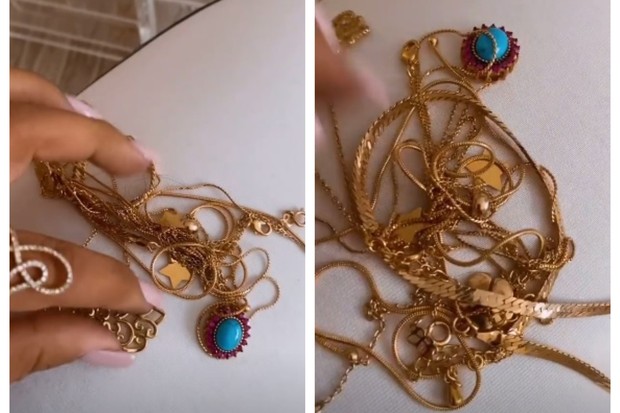 Simone mostra coleção de joias e pede ajuda para desembaraçá-las (Foto: Reprodução/Instagram @simoneses)