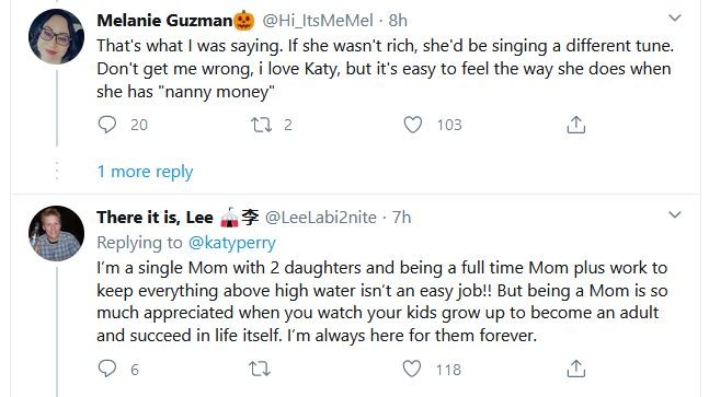 Seguidor critica Katy Perry sobre tuíte em relação à maternidade (Foto: Twitter)