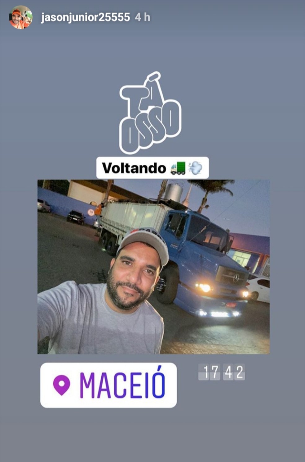 Vereador por Porto Calvo, Jason Junior, havia postado foto de viagem antes de acidente em que morreu — Foto: Reprodução/Instagram