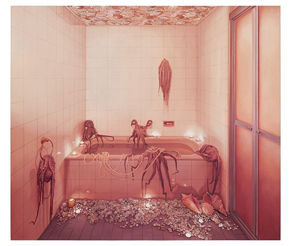 Banheiro rosa com polvos, da artista Ana Elisa Egreja (Foto: Divulgação)