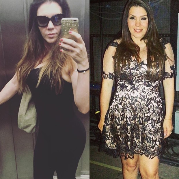 Simony: à esquerda, em foto postada hoje. À direita, há mais de um ano (Foto: Reprodução/Instagram)