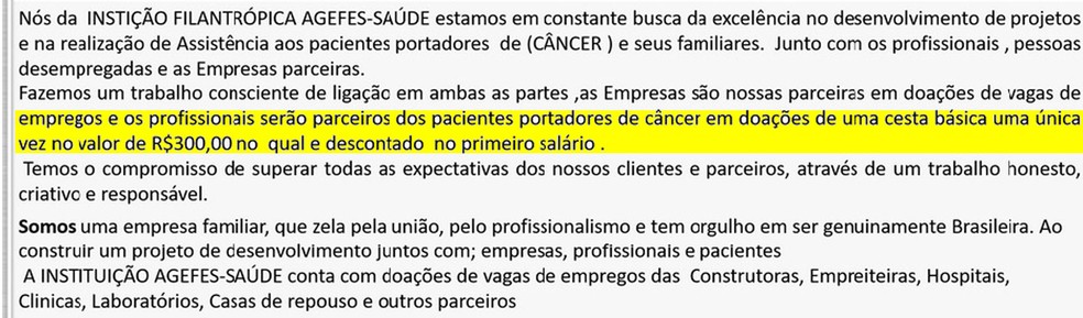 Site da entidade anuncia doação de R$ 300 do primeiro salário de contratados (Foto: Reprodução)