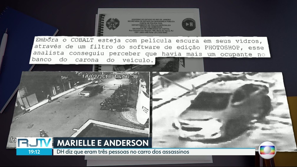 Polícia concluiu que havia um terceiro homem no carro usado na execução de Marielle e Anderson — Foto: Reprodução/TV Globo