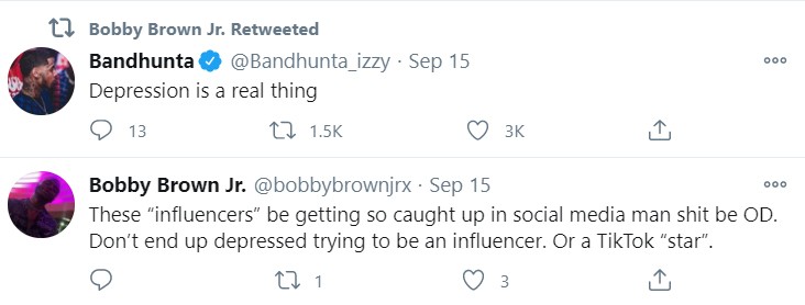 Posts de Bobby Brown Jr. no Twitter (Foto: Reprodução / Twitter)