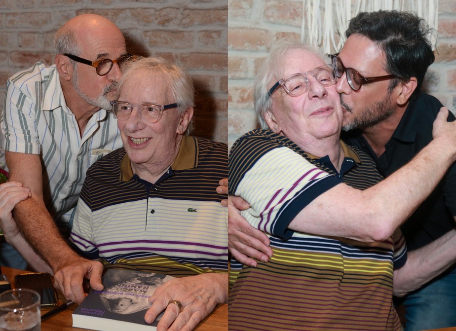 Marco Nanini ganha beijo de Marcos Caruso e Lucio Mauro Filho