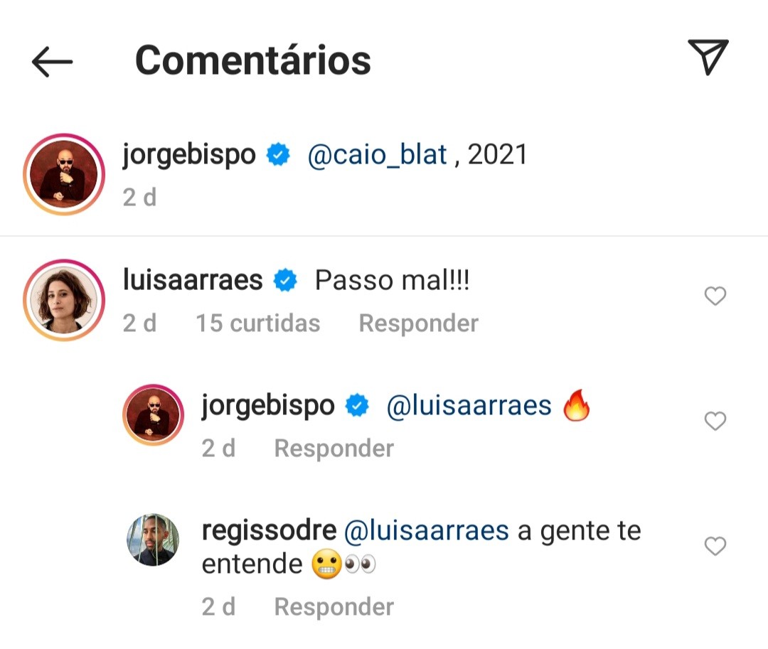 Luisa Arraes comenta foto de Caio Blat  (Foto: Reprodução / Instagram )