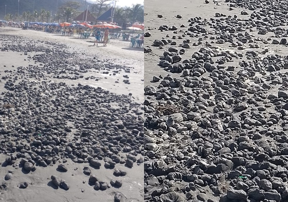 Bolas voltaram a surgir em praia de Peruíbe, SP, e viraram atração — Foto: Arquivo Pessoal/Sérgio da Silva