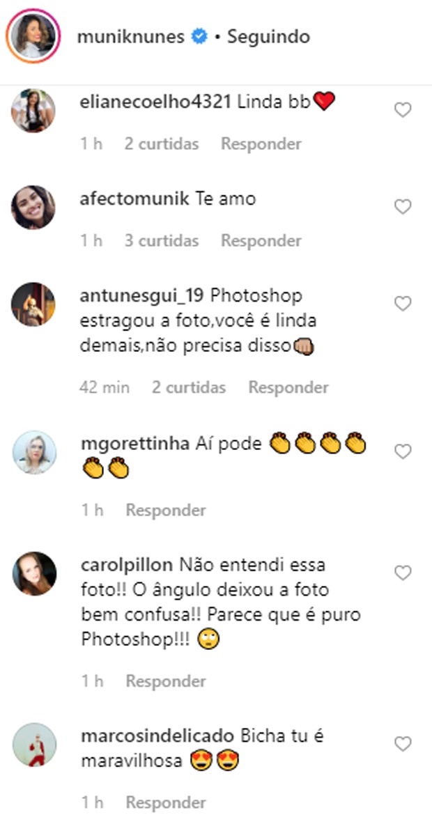 Munik Nunes recebe elogios e acusações de abuso de Photoshop (Foto: Reprodução/Instagram)