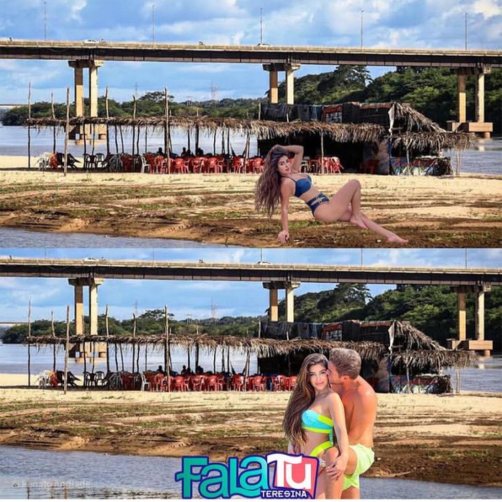 Influenciadora vira meme ao trazer biquínis para "praia em Teresina" — Foto: Reprodução/ Instagram Falatuteresina