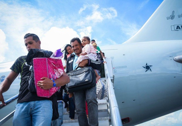 Refugiados chegando ao Brasil (Foto: Duvylgação/Acnur)