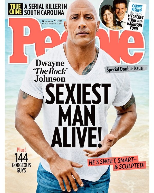 A capa da revista People que elegeu The Rock como o homem mais sexy do mundo (Foto: Reprodução)