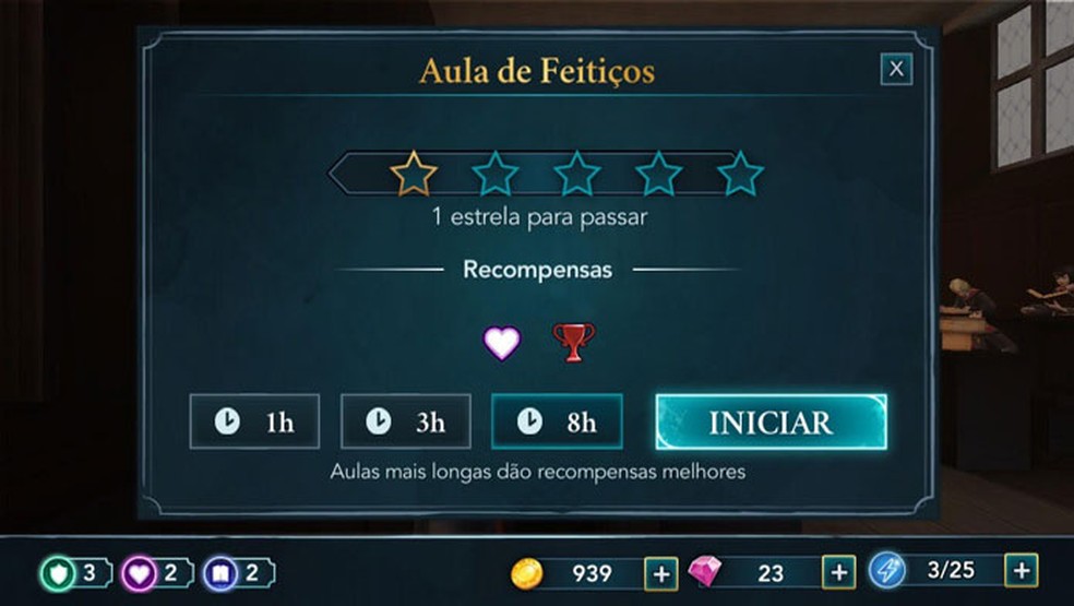 Faça as aulas novamente para ganhar pontos, experiência e moedas (Foto: Reprodução/Tais Carvalho)