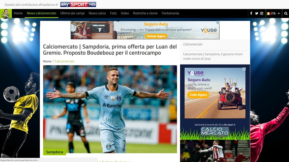 Sampdoria entra na briga e prepara oferta por Luan, diz emissora de TV italiana