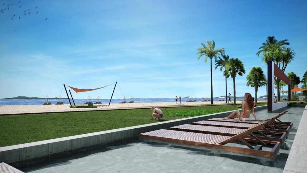 Qual a sua praia? O residencial fechado Belvedere conta com 3 opções de praias para atender diferentes perfis de moradores.  — Foto: Crédito: Divulgação