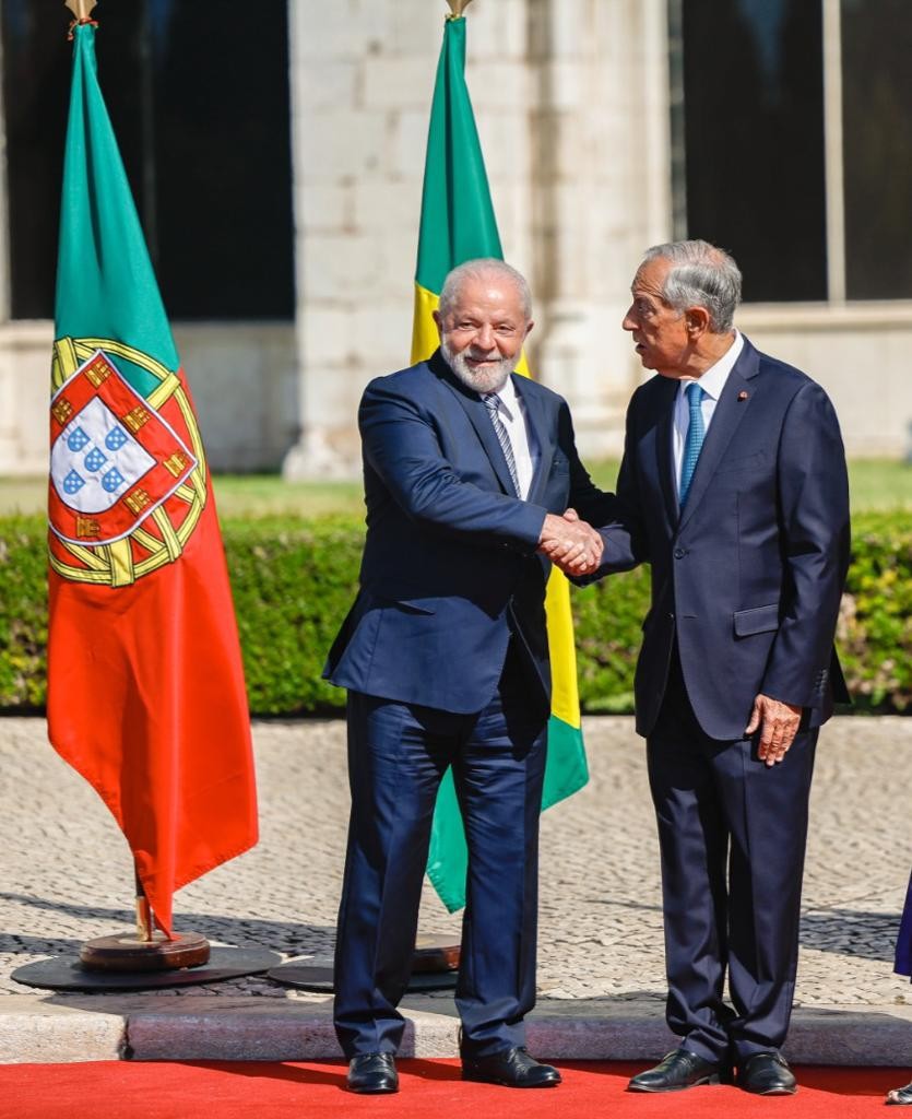 Lula e Marcelo Rebelo de Sousa, presidente de Portugal, em Lisboa — Foto: Ricardo Stuckert/Presidência da República