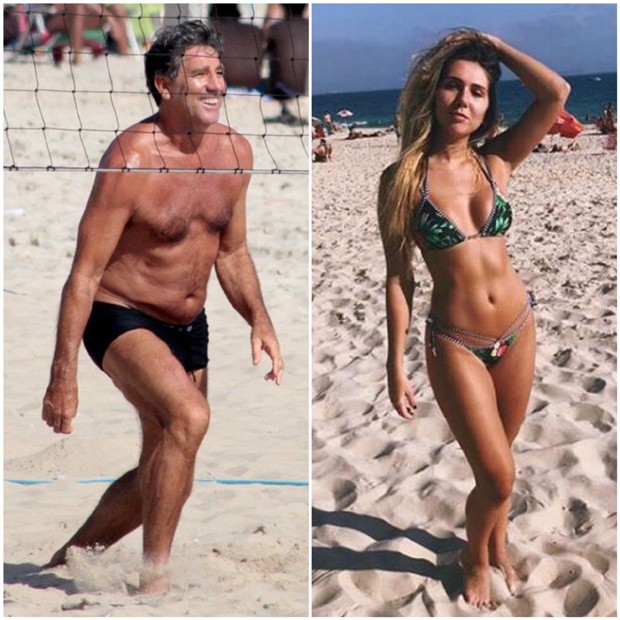 Renato Gaúcho e Carol Portaluppi em dia de praia no Rio (Foto: AgNews)