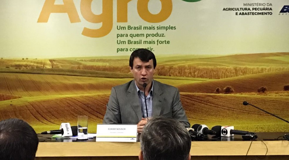 O secretário-executivo do Ministério da Agricultura, Eumar Novacki, durante entrevista nesta sexta (17) — Foto: Gustavo Garcia/G1 
