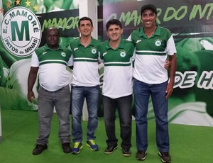 Wallace Lemos e comissão técnica do Mamoré, Mineiro 2016 (Foto: Paulo Barbosa)