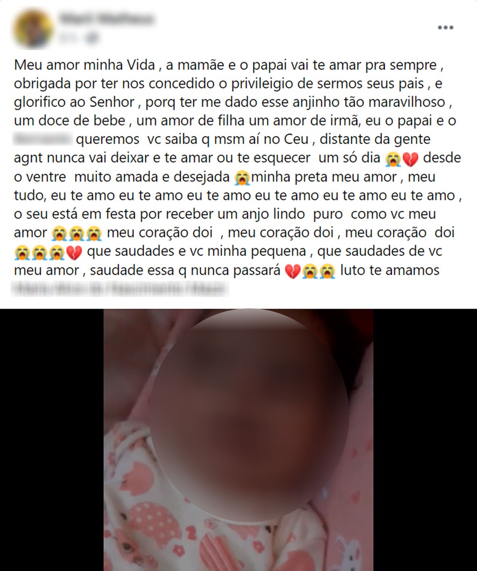 Mãe da criança publicou uma declaração de amor à filha em rede social   — Foto: Reprodução/Facebook