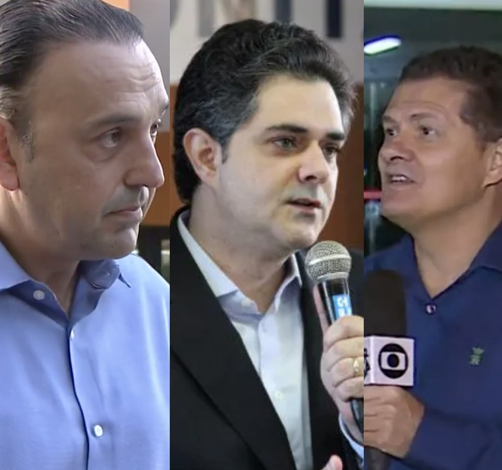 Montagem com prefeitos de S&atilde;o Jos&eacute; dos Campos, Taubat&eacute; e Jacare&iacute; (a partir da esq.): Fel&iacute;cio Ramuth, Ortiz J&uacute;nior e Iza&iacute;as Santana &mdash; Foto: Reprodu&ccedil;&atilde;o/ TV Vanguarda