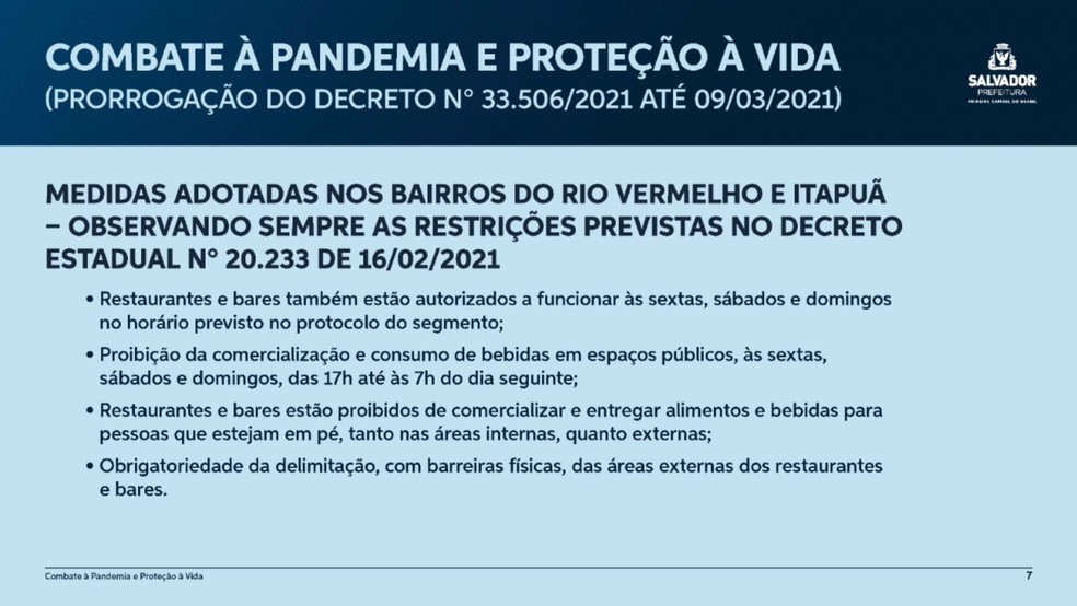 Medidas divulgadas pela Prefeitura de Salvador nesta sexta-feira (19) — Foto: Divulgação/Prefeitura de Salvador