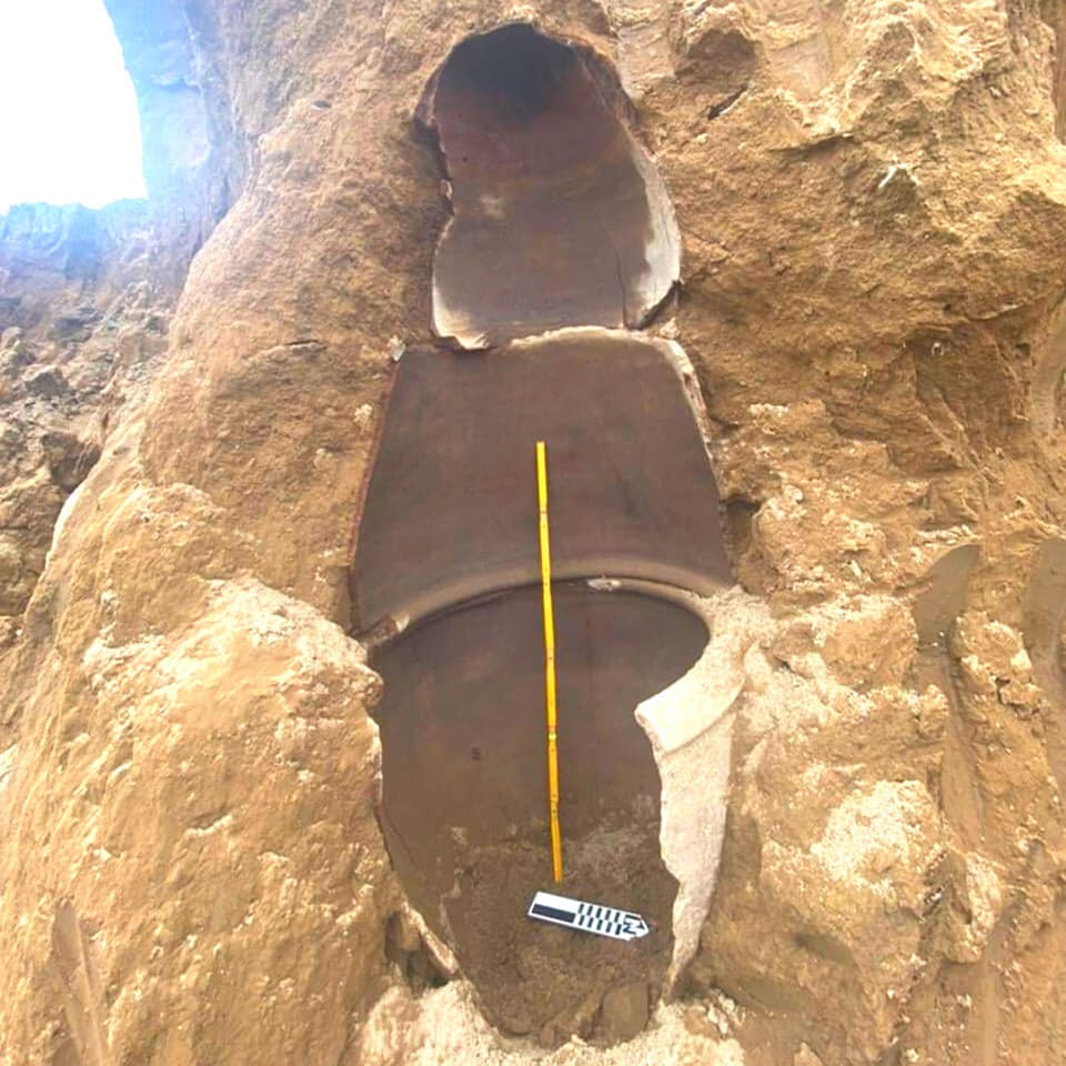 Urna funerária de cerâmica da cultura pré-colombiana Milagro em Los Ríos, no Equador  (Foto: Alcaldia de Vinces/ReproduçãoFacebook)