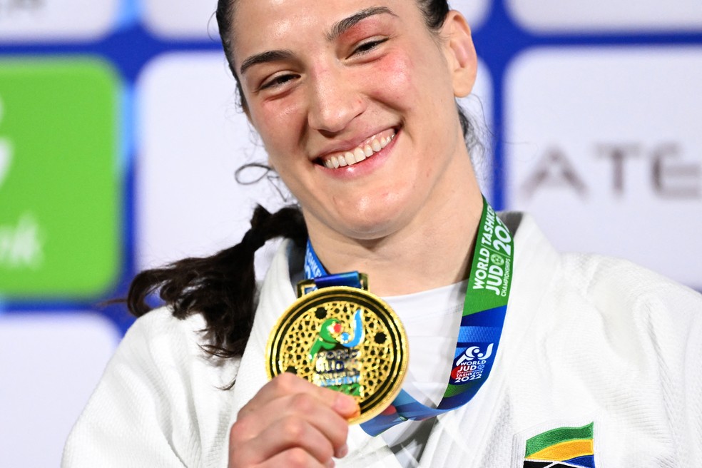 Mayra Aguiar é tricampeã mundial de judô — Foto: Kirill KUDRYAVTSEV / AFP