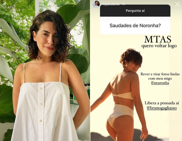 Fernanda Paes Leme revela saudades de Noronha (Foto: reprodução/Instagram)