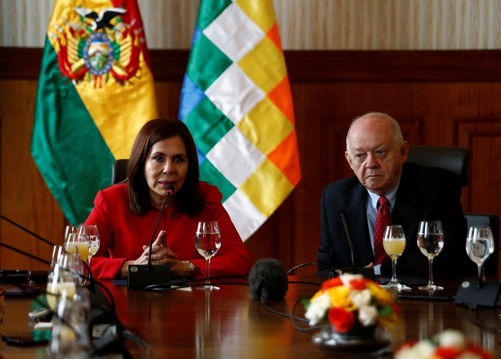 Chanceler da Bolívia, Karen Longaric, representa a Bolívia na Cúpula do Mercosul — Foto: David Mercado/Reuters