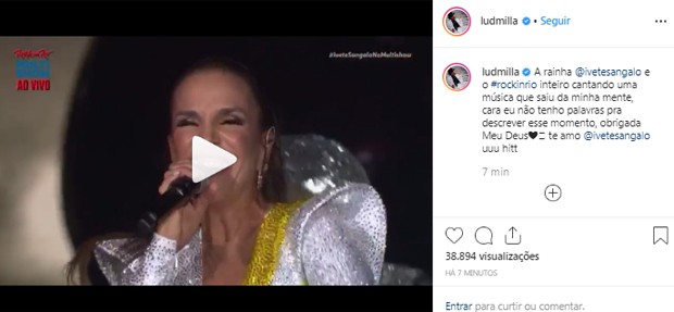Publicação de Ludmilla sobre Ivete Sangalo (Foto: Reprodução/Instagram)