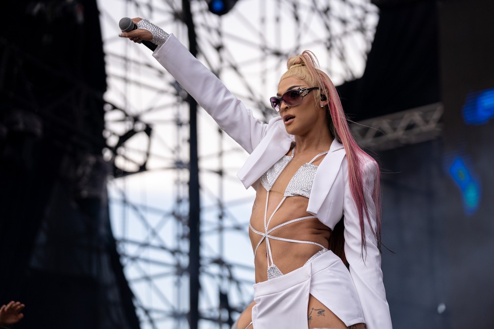 Pabllo Vittar durante show no Lollapalooza 2022 — Foto: Marcelo Brandt/g1