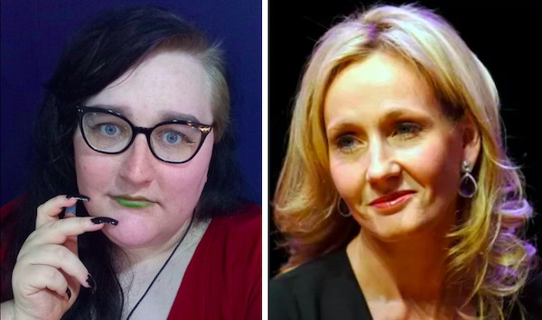 As escritoras Gretchen Felker-Martin e J.K. Rowling (Foto: Twitter/Getty Images)
