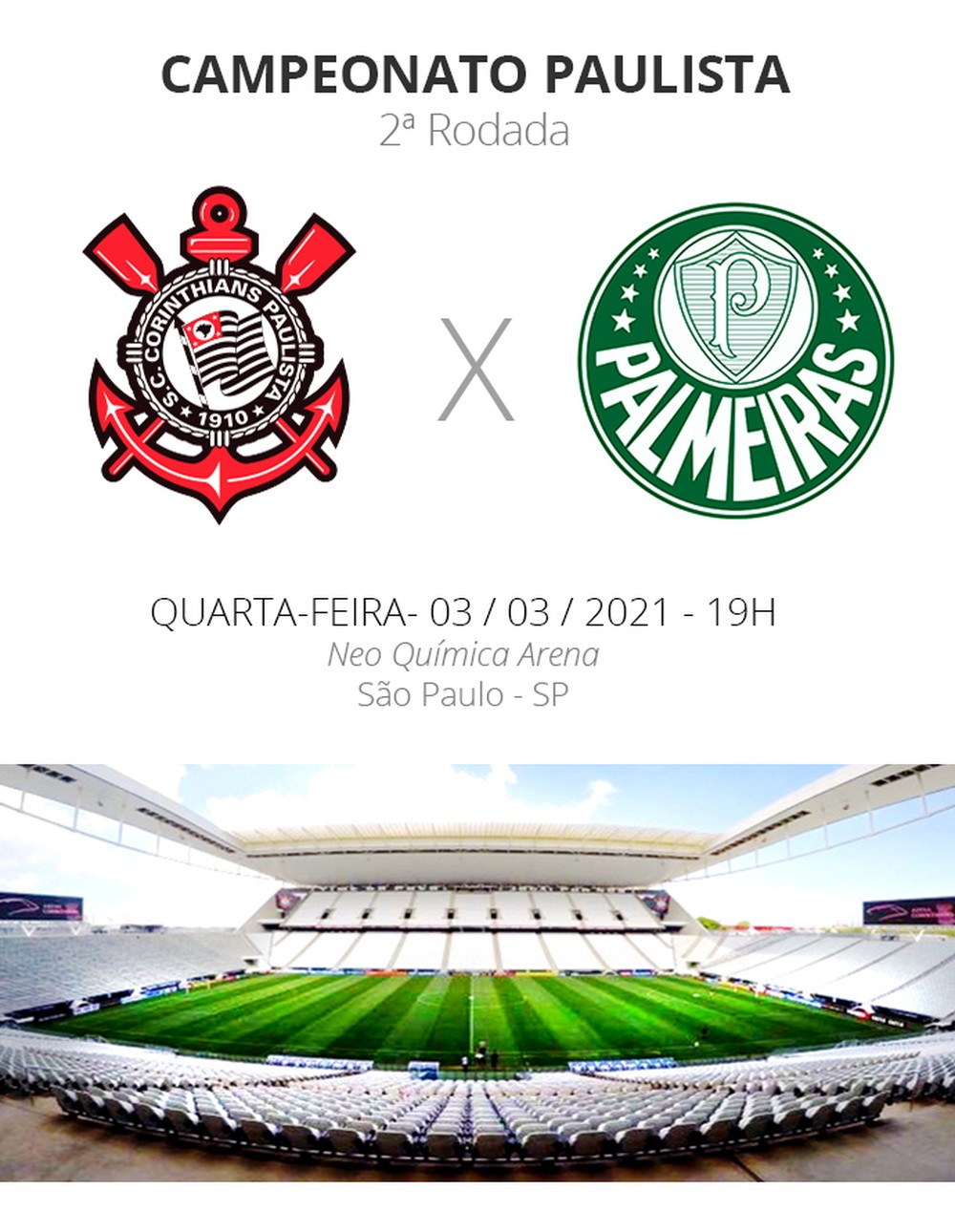 Corinthians x Palmeiras: veja onde assistir, escalações, desfalques e arbitragem