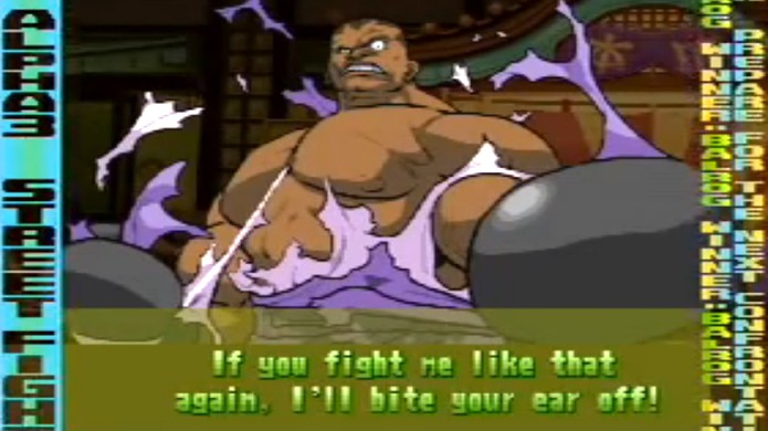 Em Street Fighter Alpha 3, Balrog ameaça morder a orelha dos adversários (Foto: Reprodução/YouTube)