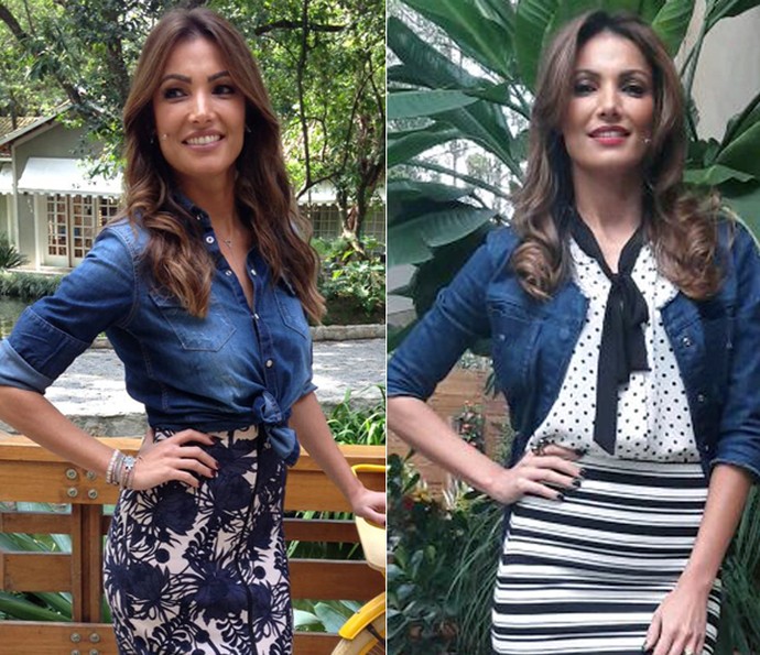 Antes e depois da blusa que virou jaqueta  (Foto: Carolina Morgado e Larissa Moggi/Gshow)