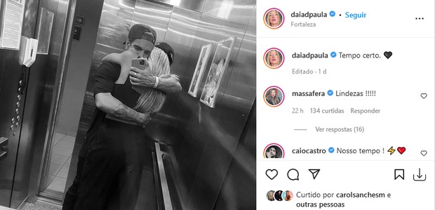 Grazi Massafera elogia foto do ex, Caio Castro, com a namorada, Daiane de Paula  (Foto: Reprodução/Instagram)