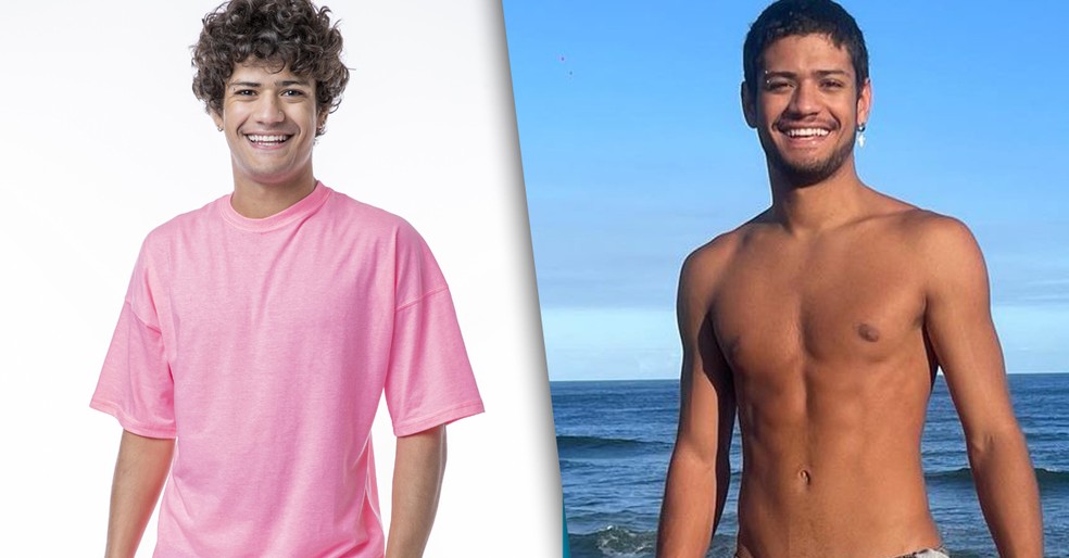 Antes e Depois de Gabriel Santana — Foto: Fábio Rocha/Globo; Reprodução/Instagram