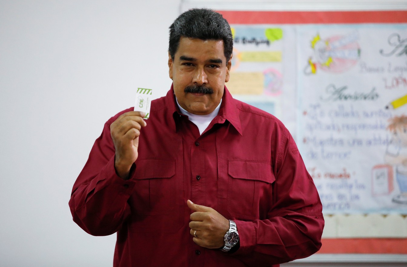 O presidente Nicolás Maduro vota neste domingo (20) nas eleições presidenciais da Venezuela (Foto: Carlos Garcia Rawlins/Reuters)