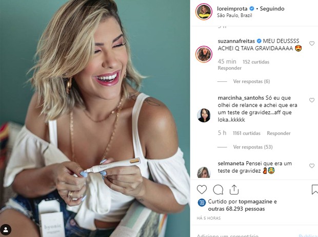 Lorena Improta deixa fãs pensando que ela estava com teste de gravidez (Foto: Reprodução/Instagram)